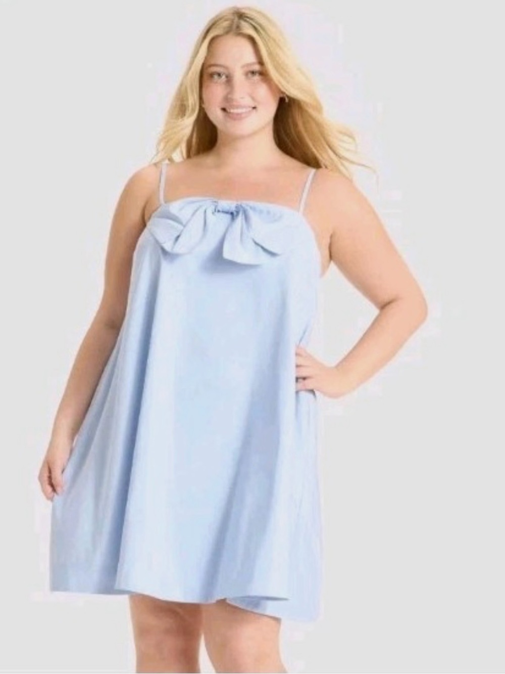 NWT A New Day Plus Size Mini Light Blue Slip Dress with Bow Detail Size XXL